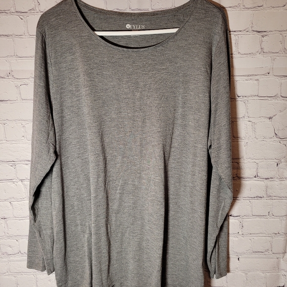 Women's Gray Solid Stylus Size 2X Basics Tunic Top - Picture 1 of 4